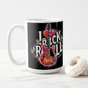 Ik hou van rock n roll elektrische gitaar schilder koffiemok