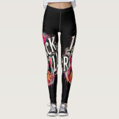 Ik hou van rock n roll elektrische gitaar schilder leggings (Voorkant)