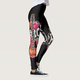 Ik hou van rock n roll elektrische gitaar schilder leggings