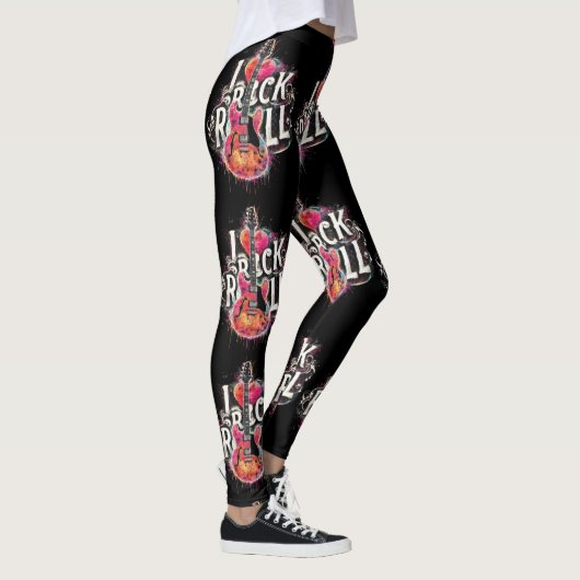 Ik hou van rock n roll elektrische gitaar schilder leggings (Rechts)