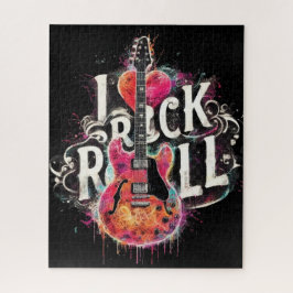 Ik hou van rock n roll elektrische gitaar schilder legpuzzel