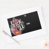 Ik hou van rock n roll elektrische gitaar schilder rechthoekige sticker (Envelop)