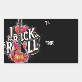Ik hou van rock n roll elektrische gitaar schilder rechthoekige sticker