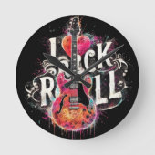 Ik hou van rock n roll elektrische gitaar schilder ronde klok (Voorkant)