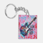 Ik hou van rock n roll elektrische gitaar schilder sleutelhanger (Voorkant Links)