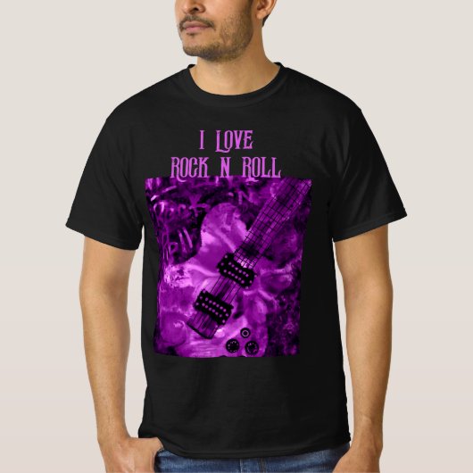 Ik hou van Rock N Roll elektrische gitaar schilder T-shirt (Voorkant)