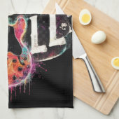 Ik hou van rock n roll elektrische gitaar schilder theedoek (Quarter Fold)