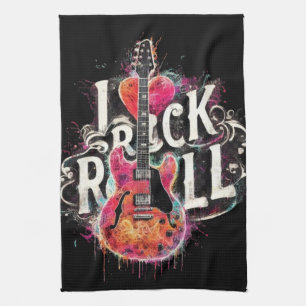 Ik hou van rock n roll elektrische gitaar schilder theedoek