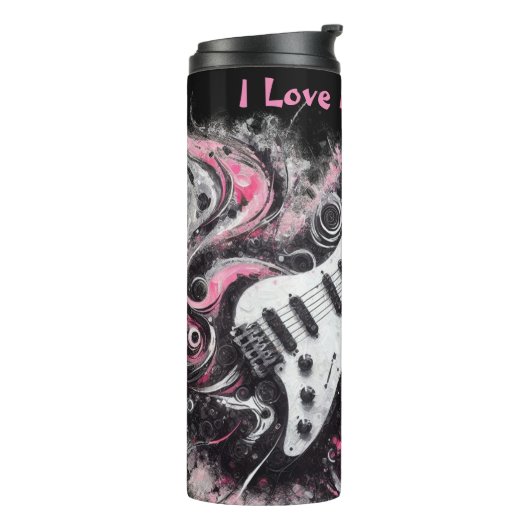 Ik hou van rock n roll elektrische gitaar schilder thermosbeker (Gedraaid links)