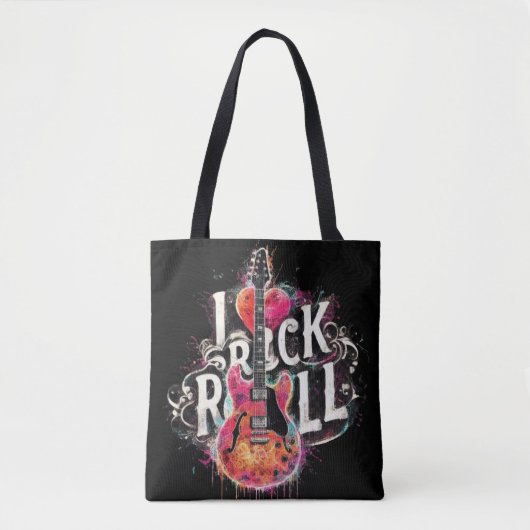 Ik hou van rock n roll elektrische gitaar schilder tote bag (Voorkant)