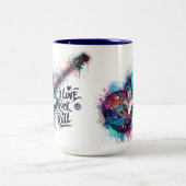 Ik hou van rock n roll elektrische gitaar schilder tweekleurige koffiemok (Center)