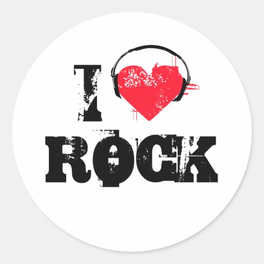 Ik hou van rock ronde sticker (Voorkant)