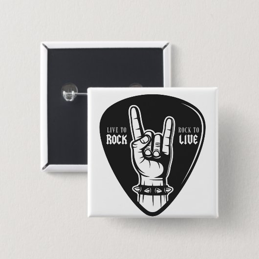 Ik hou van rock vierkante button 5,1 cm (Voorkant /achterkant)