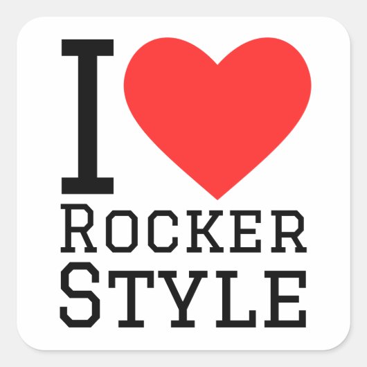 Ik hou van rocker stijl vierkante sticker (Voorkant)