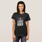 Ik hou van Rockmuziek Gitaren Microfoons T-shirt (Voorkant volledig)