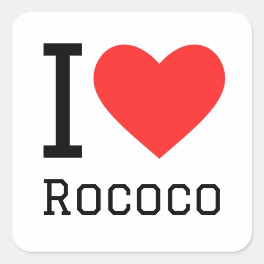 Ik hou van rococo vierkante sticker (Voorkant)