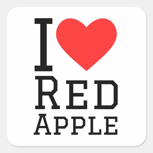 Ik hou van rode appel vierkante sticker (Voorkant)