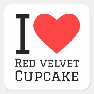 Ik hou van rode fluwelen cupcake vierkante sticker