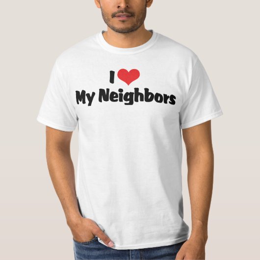 Ik hou van Rode Hart Mijn Buren T-Shirt (Voorkant)