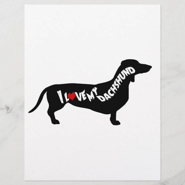 Ik hou van rode hart mijn Dachshund Silhouet (Voorkant)