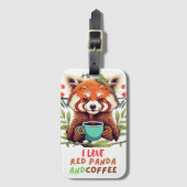 Ik Hou Van Rode Panda En Koffie Bagagelabel (Voorkant (verticaal))