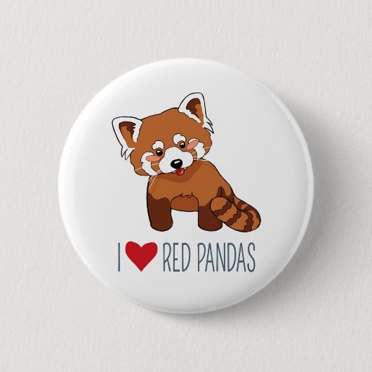 Ik hou van Rode Pandas - Cartoon Red Panda Ronde Button 5,7 Cm (Voorkant)