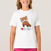 Ik hou van Rode Pandas - Cute Cartoon Red Panda T-shirt (Voorkant)