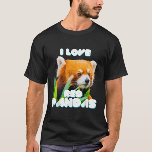 Ik hou van rode panda's wild dier t-shirt (Voorkant)