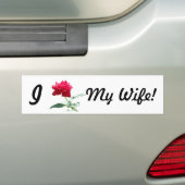 Ik hou van (rode roos) mijn vrouw bumpersticker (Op auto)
