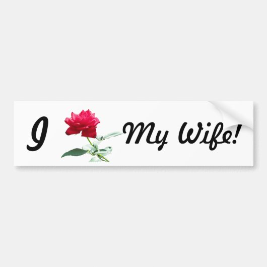 Ik hou van (rode roos) mijn vrouw bumpersticker (Voorkant)