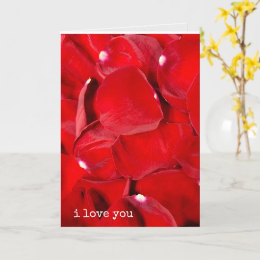 ik hou van rode rozenbladen kaart (Gele Bloem)