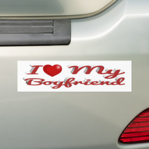 Ik hou van rode tekst van mijn vriend bumpersticker