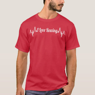 Ik hou van roeien Hartslag retro T-shirt