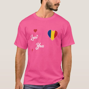 Ik hou van Roemenië met een Roemeense vlag in een  T-shirt
