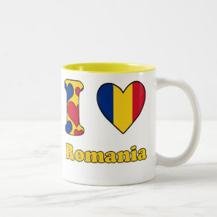 Ik hou van Roemenië Tweekleurige Koffiemok