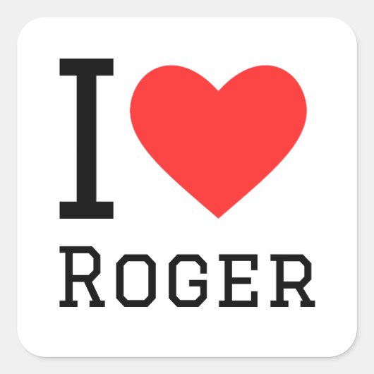 Ik hou van roger vierkante sticker (Voorkant)