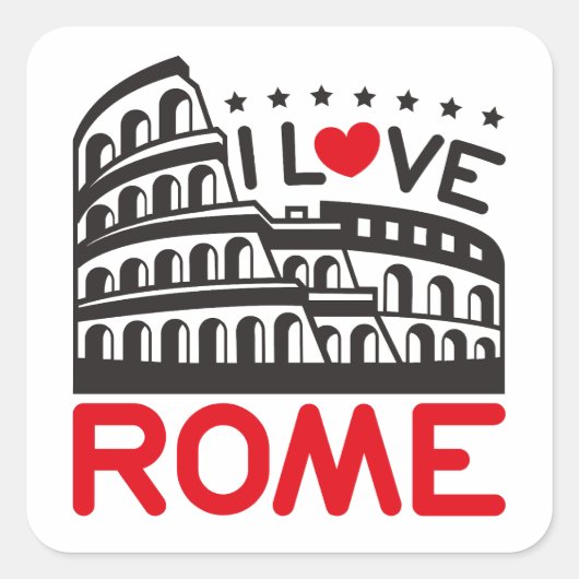 Ik hou van Rome Italië Colosseum Reizen Vierkante Sticker (Voorkant)