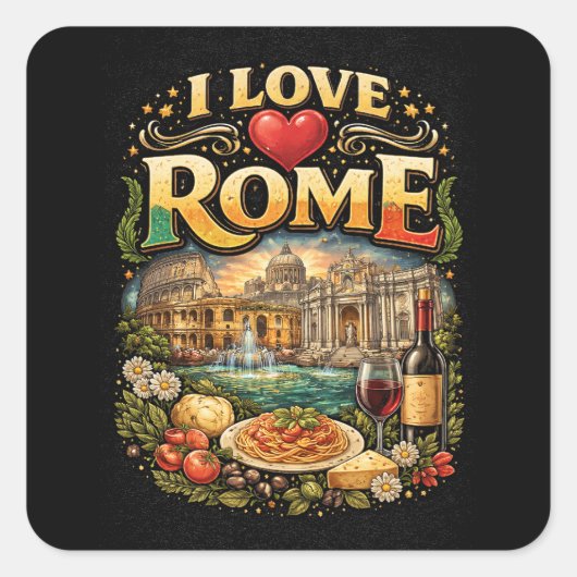Ik hou van Rome Vierkante Sticker (Voorkant)