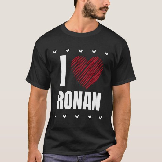 Ik hou van Ronan voornaam Cool Heart Grappig Perso T-shirt (Voorkant)