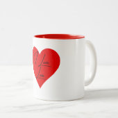 Ik hou van rood en wit hart tweekleurige koffiemok (Voorkant rechts)