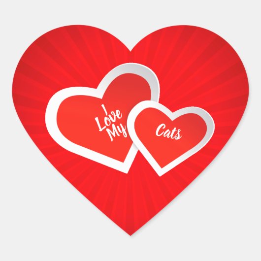 "Ik hou van" rood & wit, Schattige harten .. Geper Hart Sticker (Voorkant)