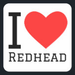 Ik hou van roodharige vierkante sticker<br><div class="desc">Ik hou van roodharige,  voor schoonheidsliefhebbers</div>