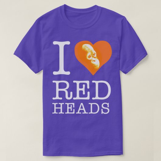Ik hou van roodhoofden t-shirt (Design voorkant)