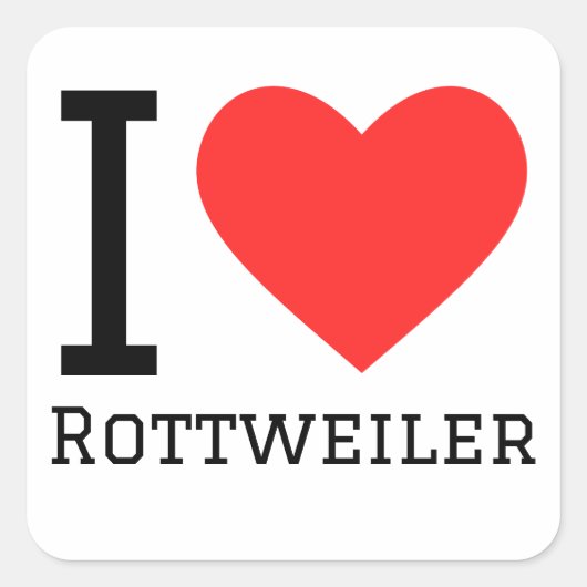Ik hou van Rottweiler Vierkante Sticker (Voorkant)