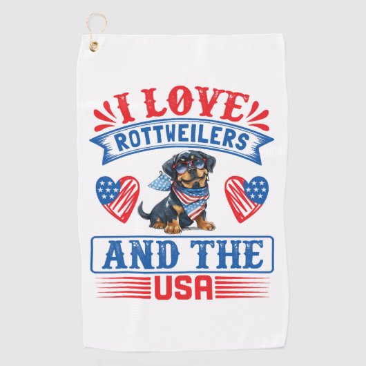 Ik hou van Rottweilers en de VS Golfhanddoek (Voorkant)