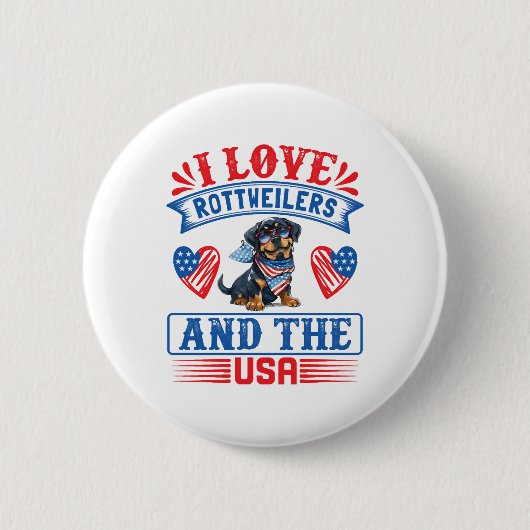 Ik hou van Rottweilers en de VS Ronde Button 5,7 Cm (Voorkant)
