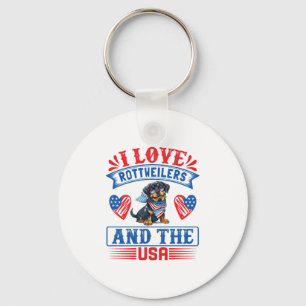 Ik hou van Rottweilers en de VS Sleutelhanger