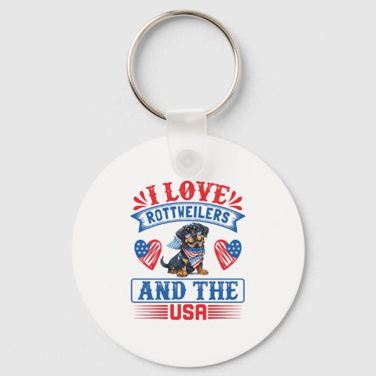 Ik hou van Rottweilers en de VS Sleutelhanger (Voorkant)