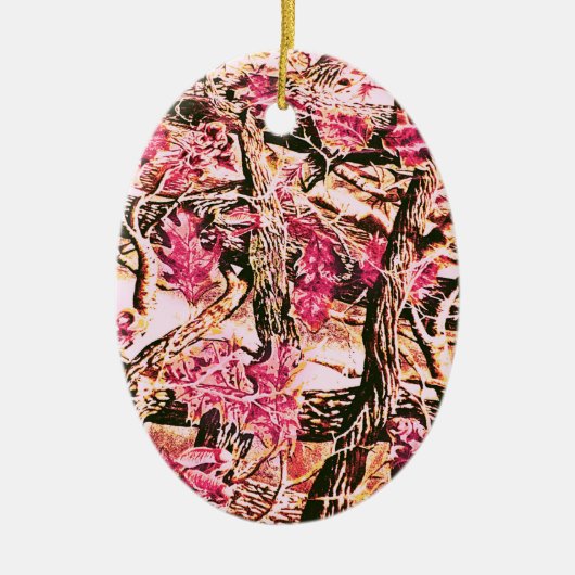 Ik hou van Roze Camo Keramisch Ornament (Voorkant)