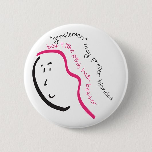 Ik hou van roze haar ronde button 5,7 cm (Voorkant)